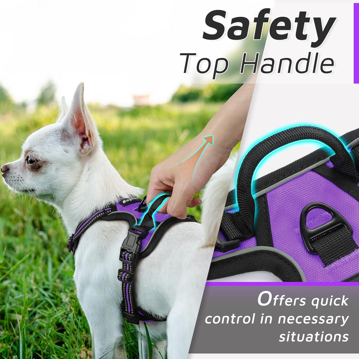 Eagloo Small Dog Harness No Pull, Service Vest with Reflective Strips and Control Handle