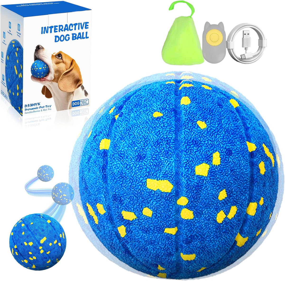 Smart Dog Ball Interactive Dog Toy with Remote Control,Automatic Moving,Bouncing and Rotating 3