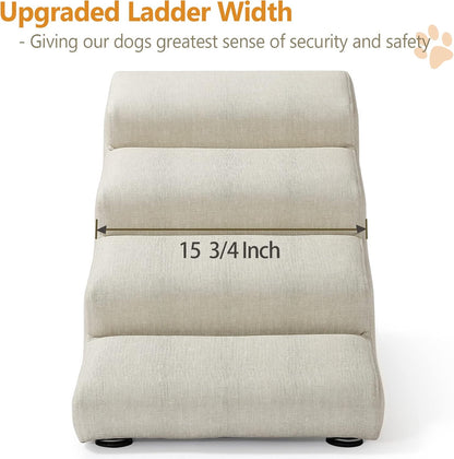 Senneny Imitation Linen Faux Leather Dog Stairs, for Pets up to 150 lbs, Waterproof, Scratch