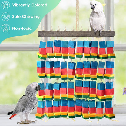 Extra Large Bird Toys, 21.6inch XL Macaw African Grey Parrot Chewing Toys, Natural Wooden Block