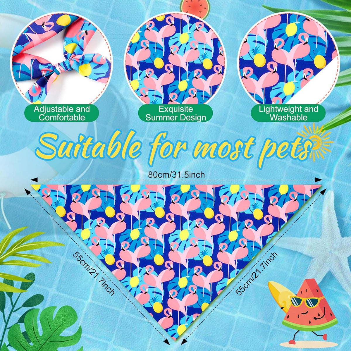 Chunful 100 Pieces Dog Bandanas Bulk Summer Pet Bandanas Pack Triangle Scarf Bib Kerchief Set for