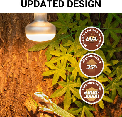 REPTI ZOO 2 Pack Heat Lamp 100W, Intense Basking Spot Simulated Natural Sunlight Heating Lamp Bulb