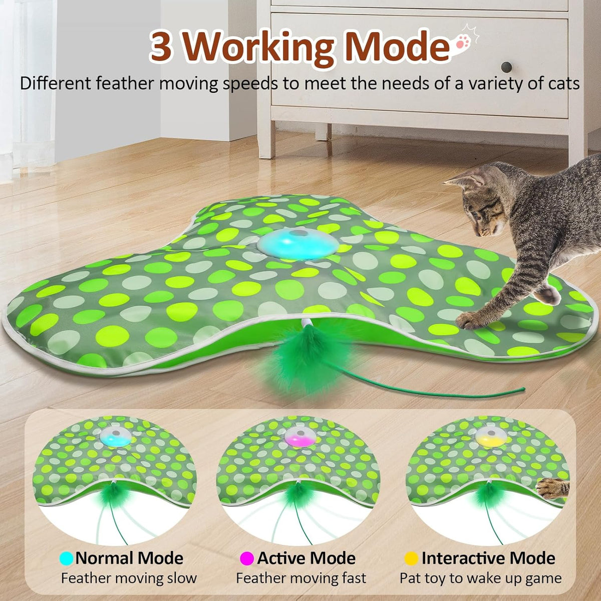 Interactive Cat Toy, Automatic Cat Toys for Indoor Cats, Hide and Seek Cat Toy with Motion