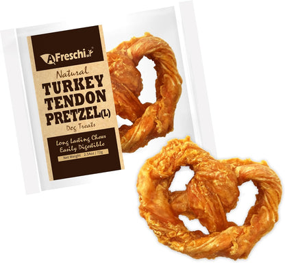 Afreschi Natural Turkey Tendon Pretzel (L) 1 Unit per Pack, Dog Treats for Signature Series, All