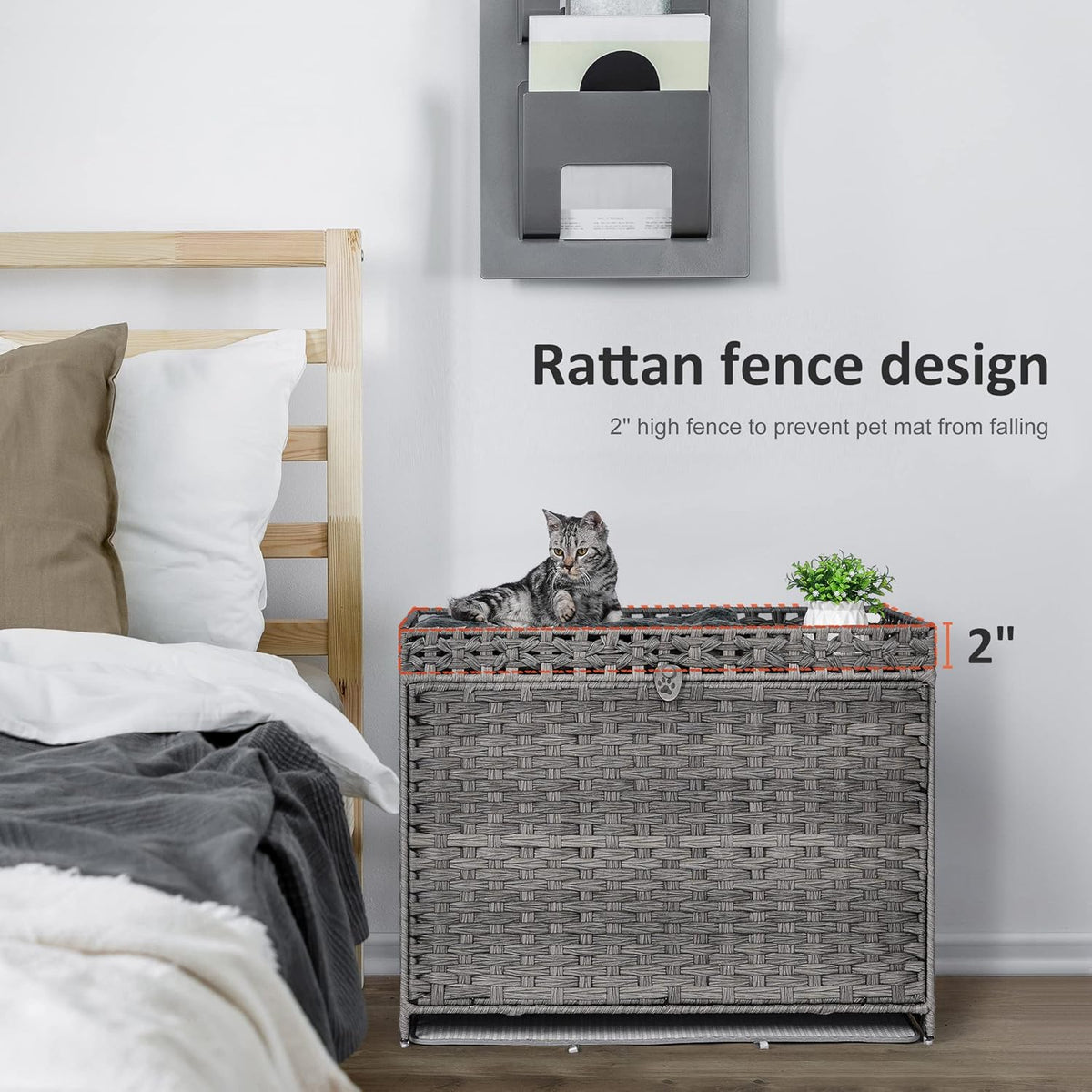 Cat Litter Box Enclosure with Soft Litter Mat; Hidden Kitten Washroom Furniture with Door;