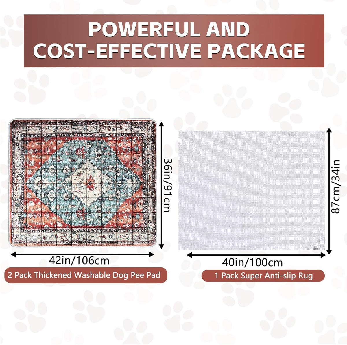 Washable Thickened Pee Pads for Dogs, 2 Pack (36"x42") Upgrade Reusable Puppy Pads with Non-Slip