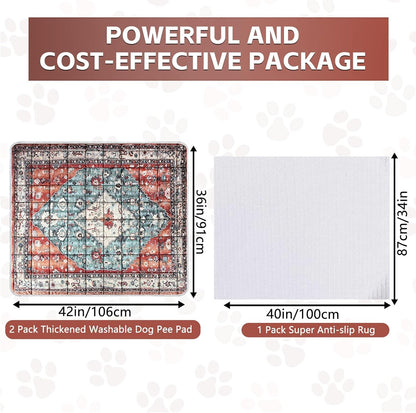 Washable Thickened Pee Pads for Dogs, 2 Pack (36"x42") Upgrade Reusable Puppy Pads with Non-Slip