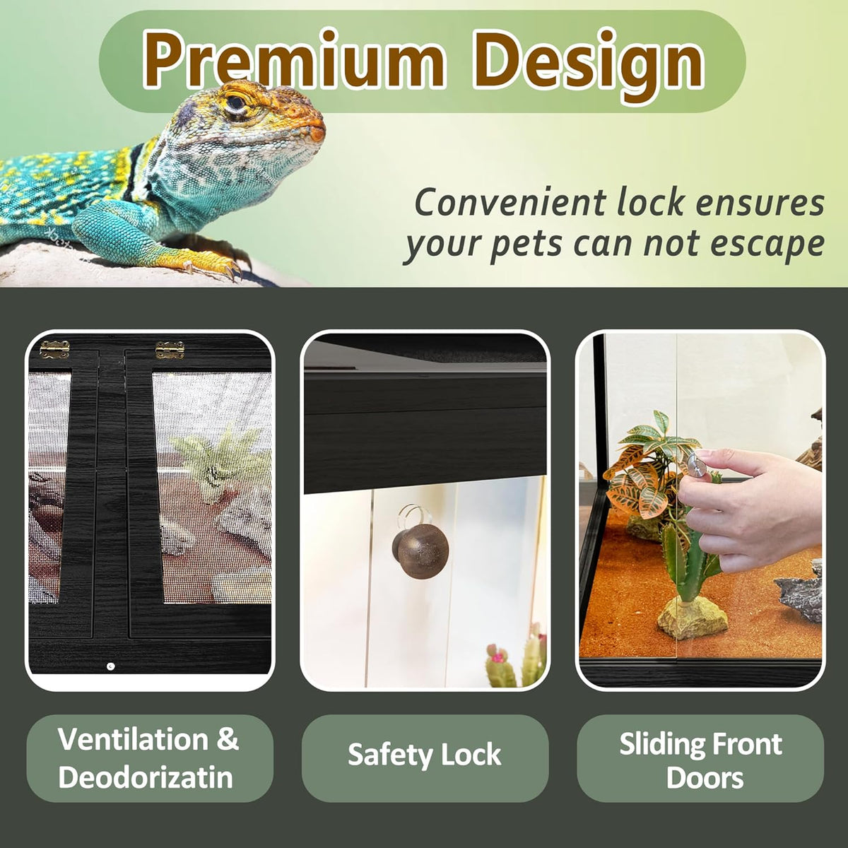 PROLEE Tempered Glass Reptile Enclosure with Leg,48“ Scratch-Proof Bearded Dragon Tank,79 Gallon
