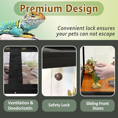 PROLEE Tempered Glass Reptile Enclosure with Leg,48“ Scratch-Proof Bearded Dragon Tank,79 Gallon