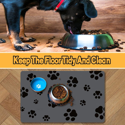 Pet Feeding Mat-Cat Dog Mat for Food and Water Bowl, Absorbent Quick Dry Food Mat Anti-Slip No