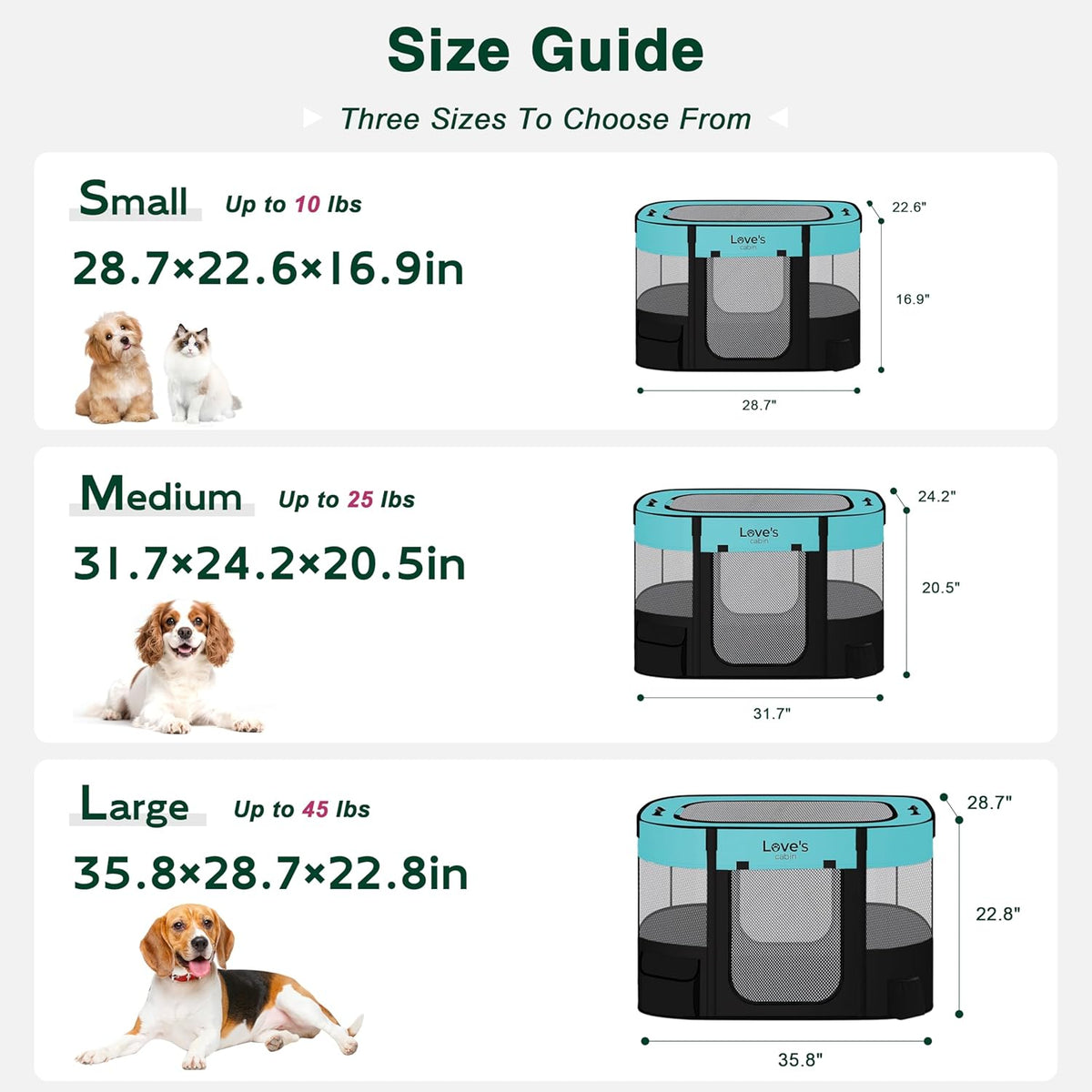 Love's cabin Pet Puppy Dog Playpen, Small Dog Tent Crates Cage Indoor/Outdoor, Portable Exercise