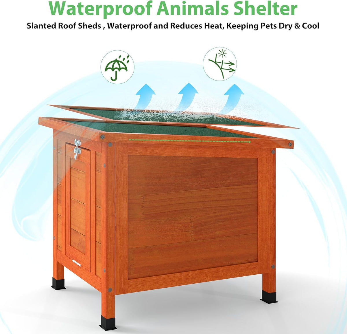 Coziwow Rabbit Hutch, Outdoor Cat House Weatherproof, Bunny Cage Indoor with Openable, Portable