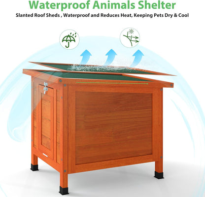 Coziwow Rabbit Hutch, Outdoor Cat House Weatherproof, Bunny Cage Indoor with Openable, Portable
