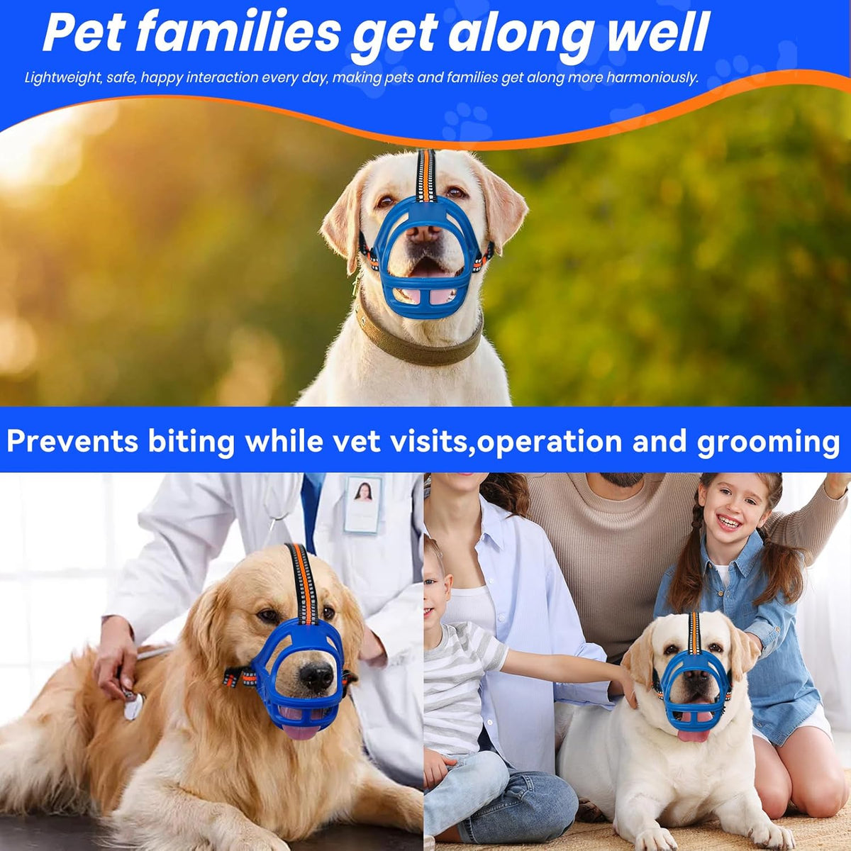Dog Muzzle, Basket Muzzle for Small Medium Large Dogs, Anti-Biting and Chewing, Lightweight &