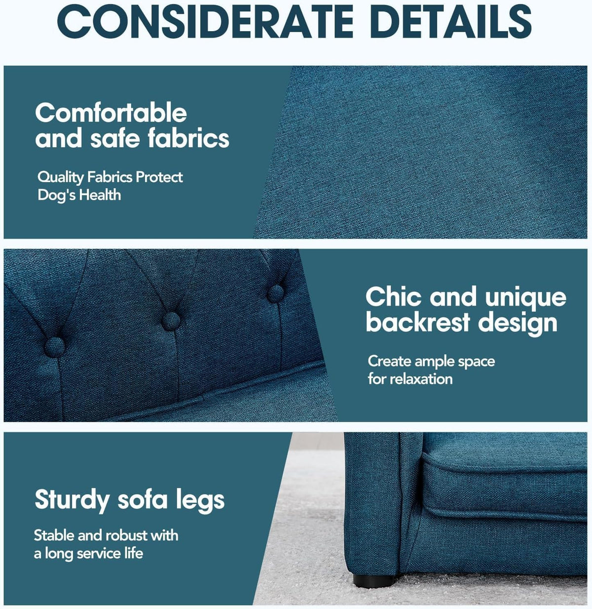 Dog Sofa Couch for Medium to Large Dogs, 31" Memory Foam Dog Couch with Washable Fabric, Removable