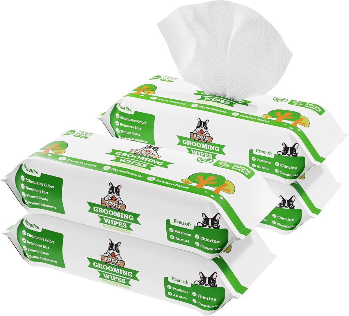 Pogi’s Dog Grooming Wipes – Hypoallergenic Pet Wipes for Paws, Body & Butt – Cleaning & Hydrating