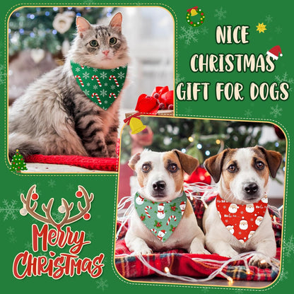 Weewooday 50 Pcs Christmas Bandanas for Dogs Xmas Bandanas Bulk with Santa Snowflake Candy Cane