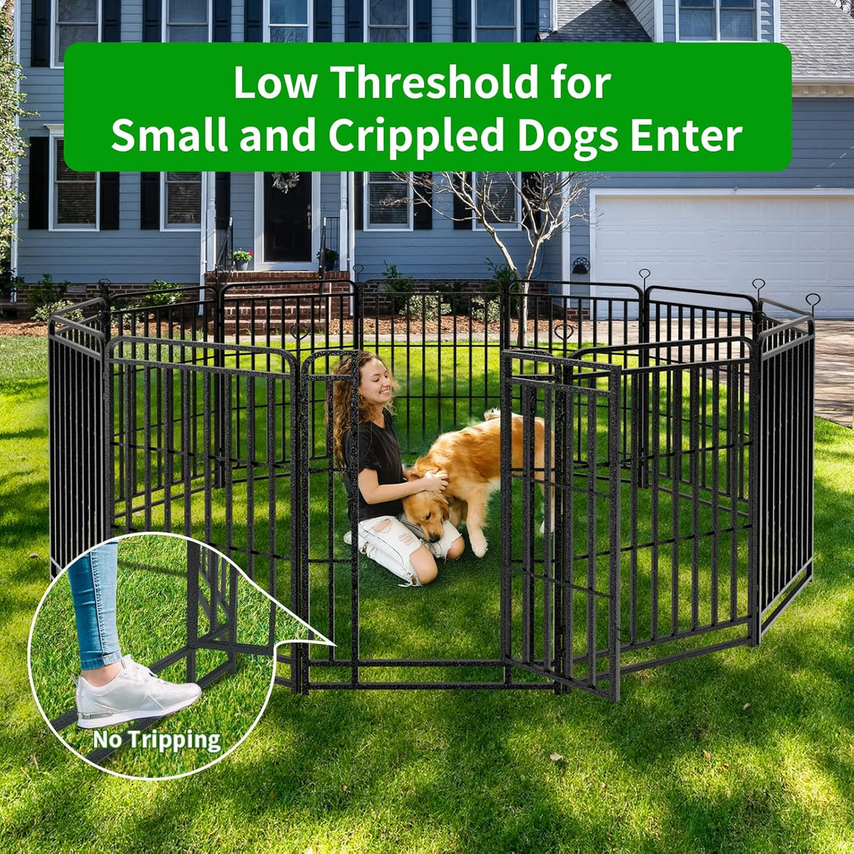 Dog Playpen Outdoor 24 Panels Heavy Duty Dog Fence 47" Height with Thick Pipe Anti-Rust with Doors