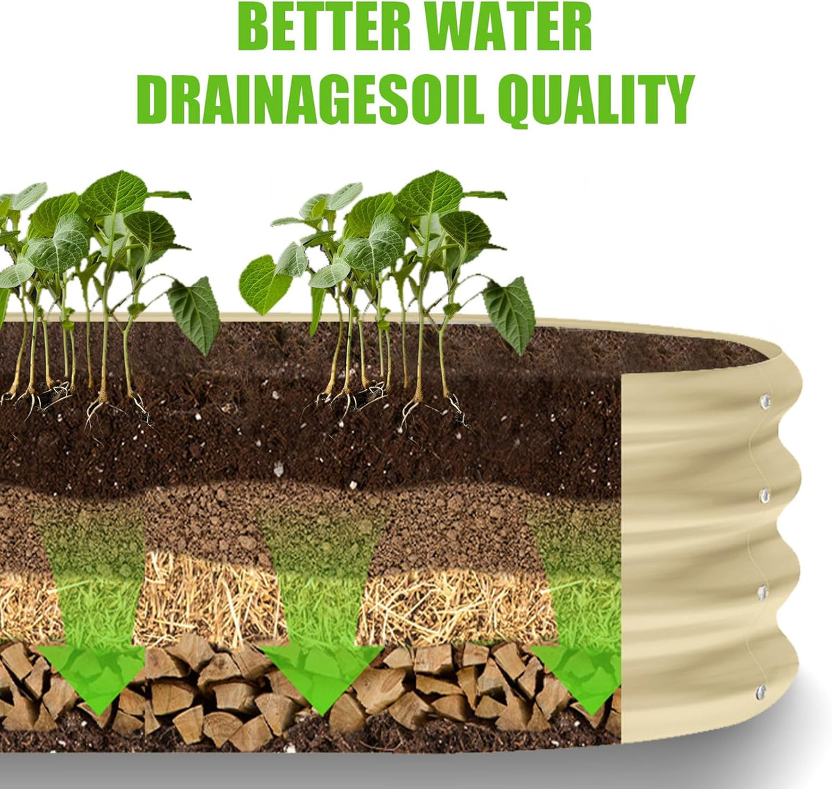 Land Guard 8×2×1ft Galvanized Raised Garden Bed Kit, 108 Gallon Capacity Raised Garden Boxes