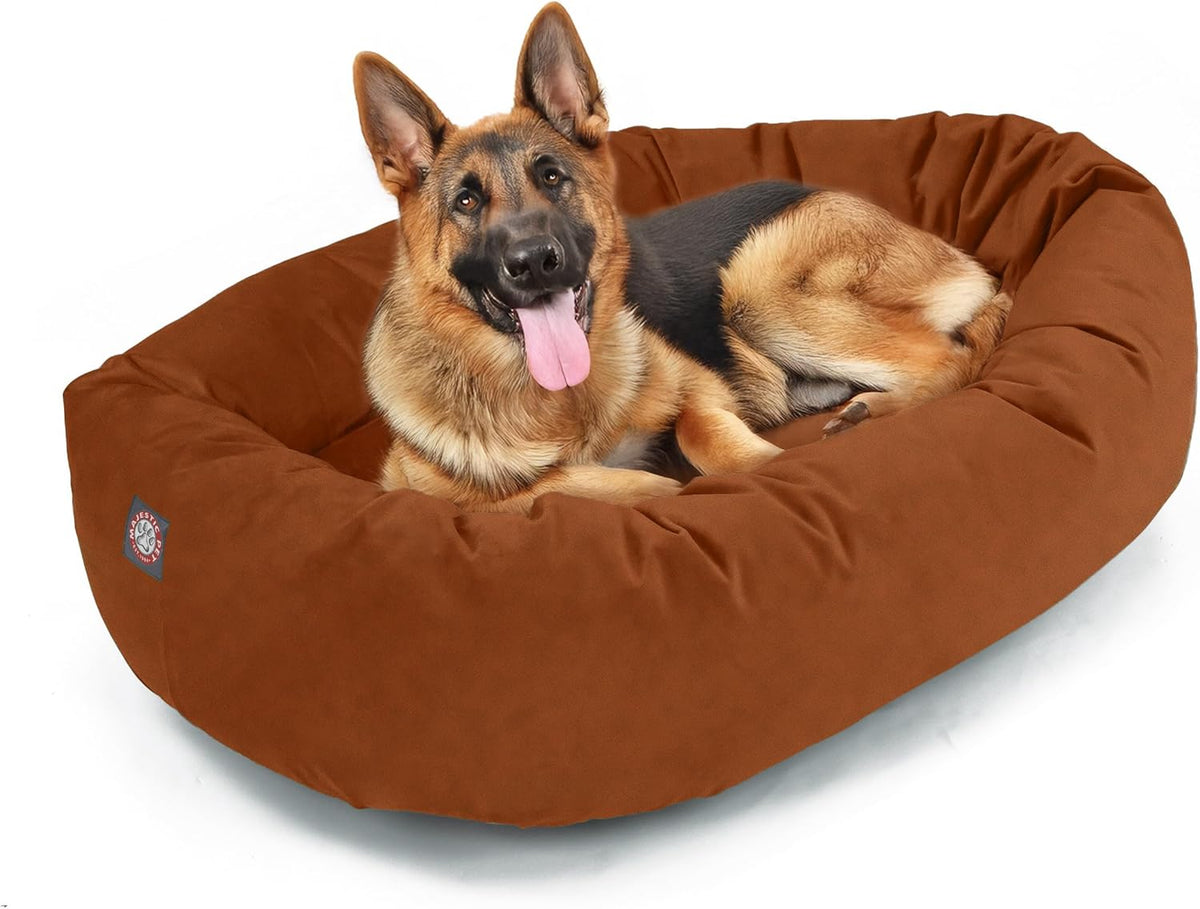 Majestic Pet 52 Inch Suede Calming Dog Bed Washable 52x35x11 (Inch) – Cozy Soft Round Donut Dog Bed