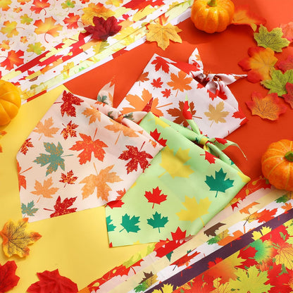 Chunful 100 Pieces Fall Dog Bandanas Bulk Autumn Pet Bandanas with Maple Leaves Patterns Triangle
