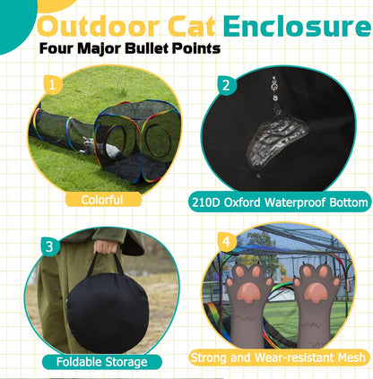 LUCKITTY Outdoor Rainbow Cat Enclosures Playground,Outside House for Indoor Cats Include Portable