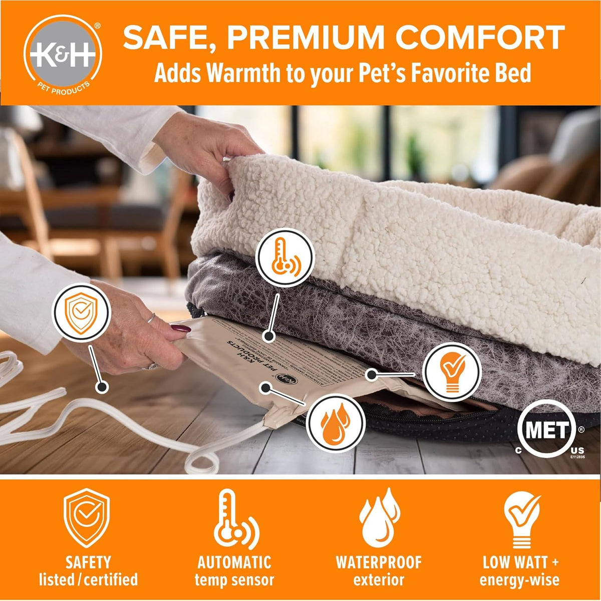 K&H Pet Products Pet Bed Warmer, Turn Any Pet Bed Into a Heated Cat or Dog Bed, Waterproof Indoor