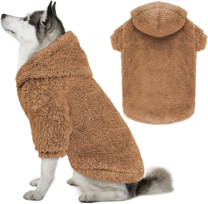 Fuzzy Dog Hoodie Dog Sweaters for Large Dogs Soft Double-Sided Plush Fleece Pet Sweater Pet Clothes