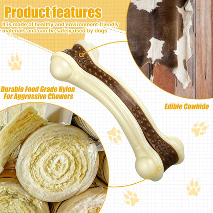 Sosation 6 Pcs Dog Toys for Aggressive Chewers Nylon Beef Flavor Bones Tough Puppy Teething Toys