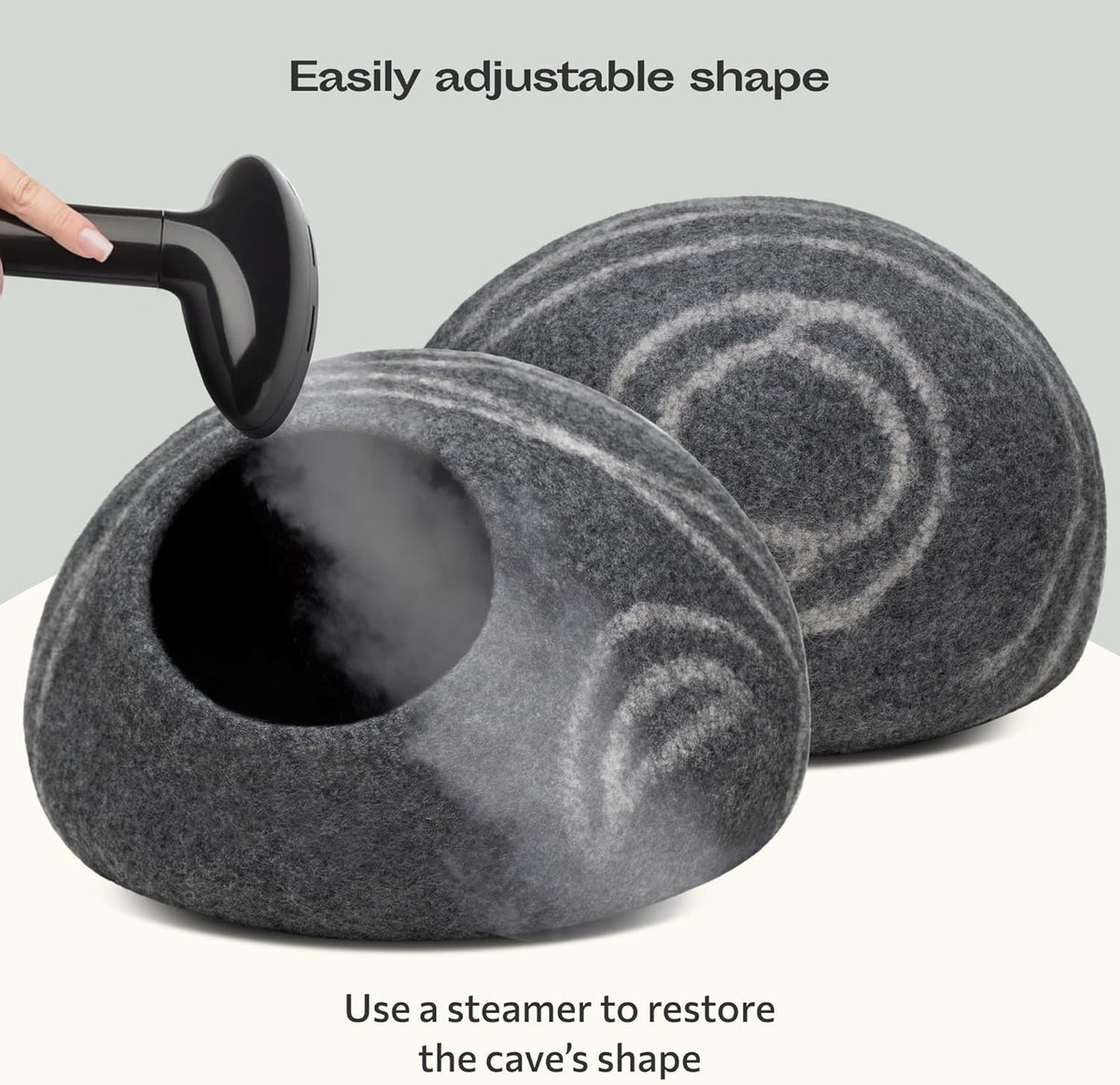 MEOWFIA Cat Cave – Premium Felt Cat Bed for Indoor Cats, Handmade 100% Merino Wool (Medium, Dark