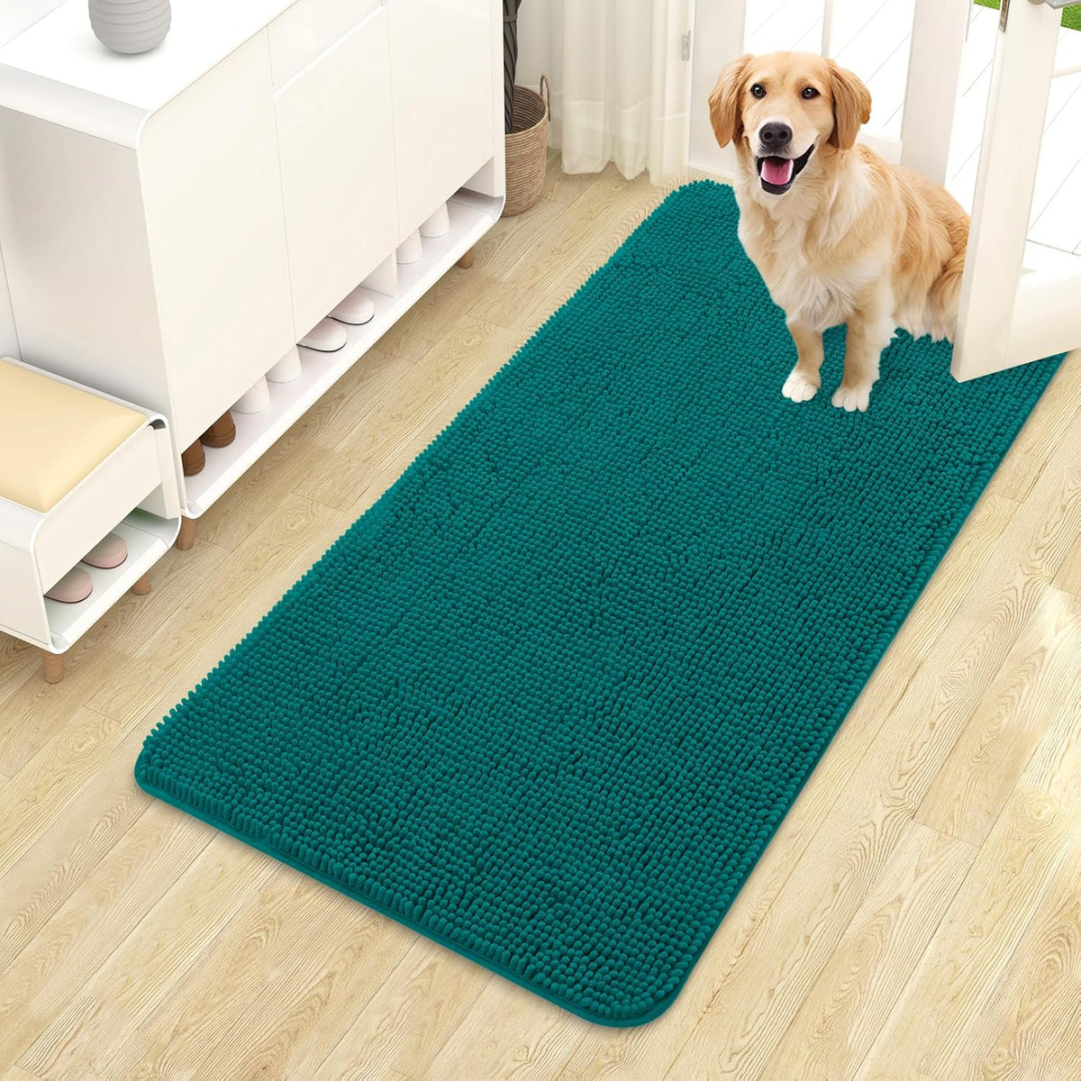 OLANLY Dog Door Mat for Muddy Paws 44x24, Absorbs Moisture and Dirt, Absorbent Non-Slip Washable