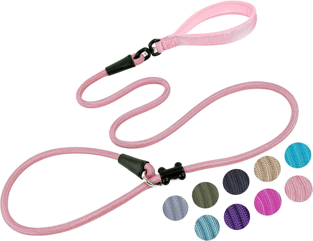 Slip Lead Dog Leash，Strong Nylon Rope Leash and Padded Handle,No Pull Outdoor Walking Training Lead