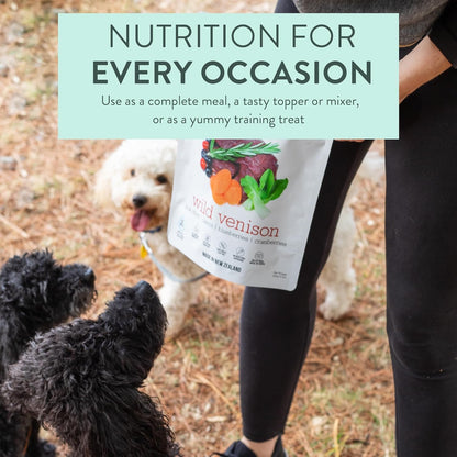 WOOF Wild Venison Freeze Dried Raw Dog Food, Mixer, or Topper, or Treat - High Protein, Natural