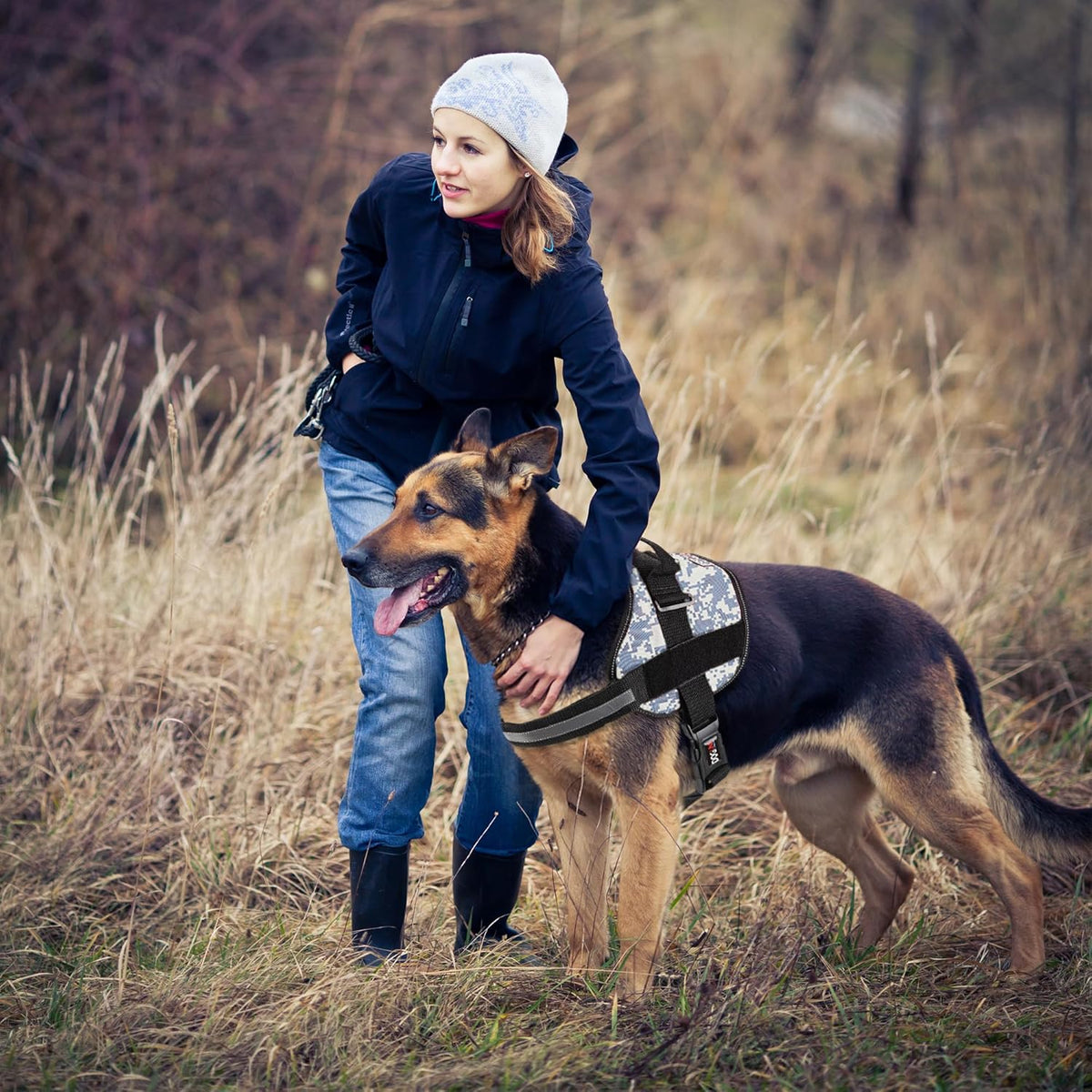 Dogline Dog Harness, Reflective No-Pull Adjustable Vest with Handle for Walking, Training