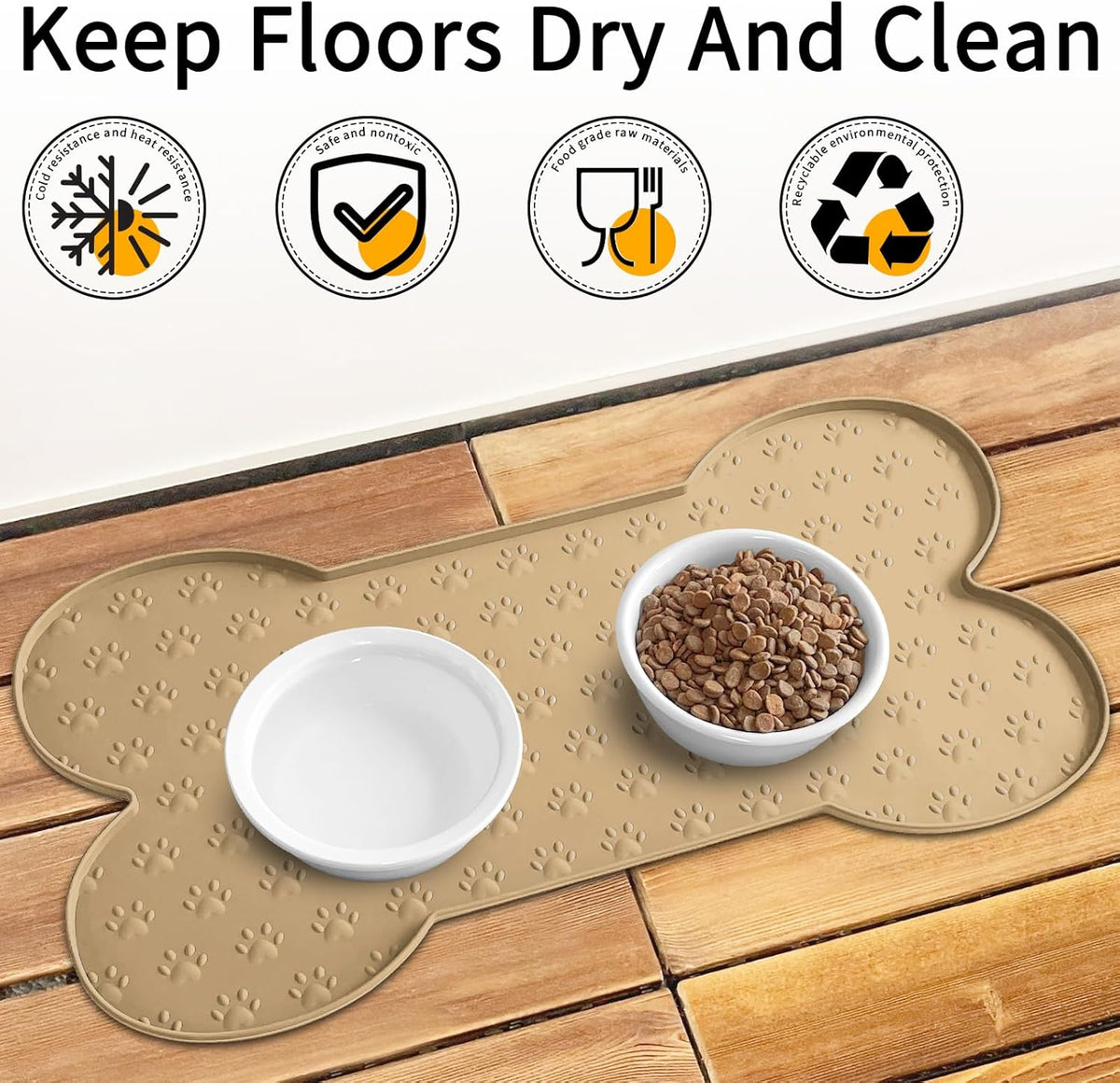 Dog Food Mat Anti-Slip Silicone Dog Bowl Mat Thicker Pet Placemat Waterproof Cat Feeder Pad with