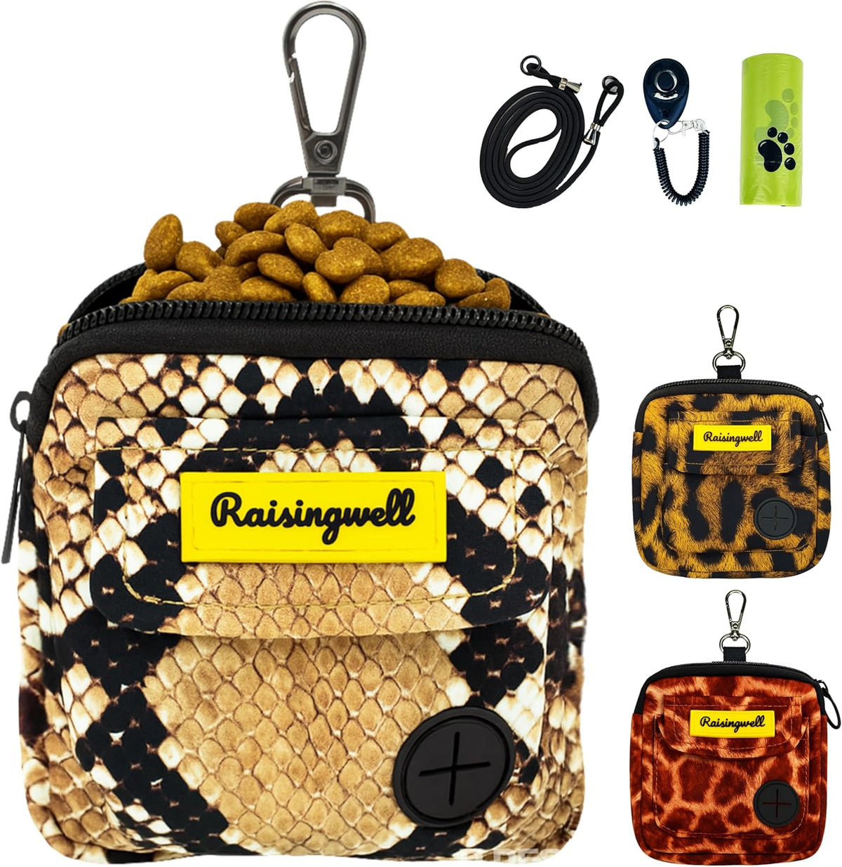 Dog Treat Pouch for Pet Walking and Training with Clicker Poop Bags and Double Bag Design Small