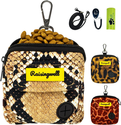 Dog Treat Pouch for Pet Walking and Training with Clicker Poop Bags and Double Bag Design Small