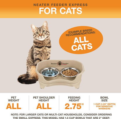 Neater Feeder Express Mess Proof Cat Bowls Elevated, No Spill Feeding Station, Stainless Steel