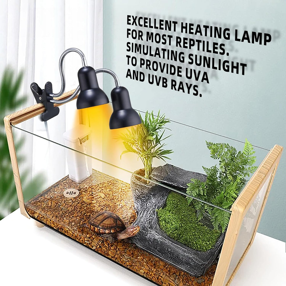 50W Reptile Heat Lamp Bulbs - UVA UVB Bulbs- Light Turtle Heat Lamp for Reptiles and Amphibian