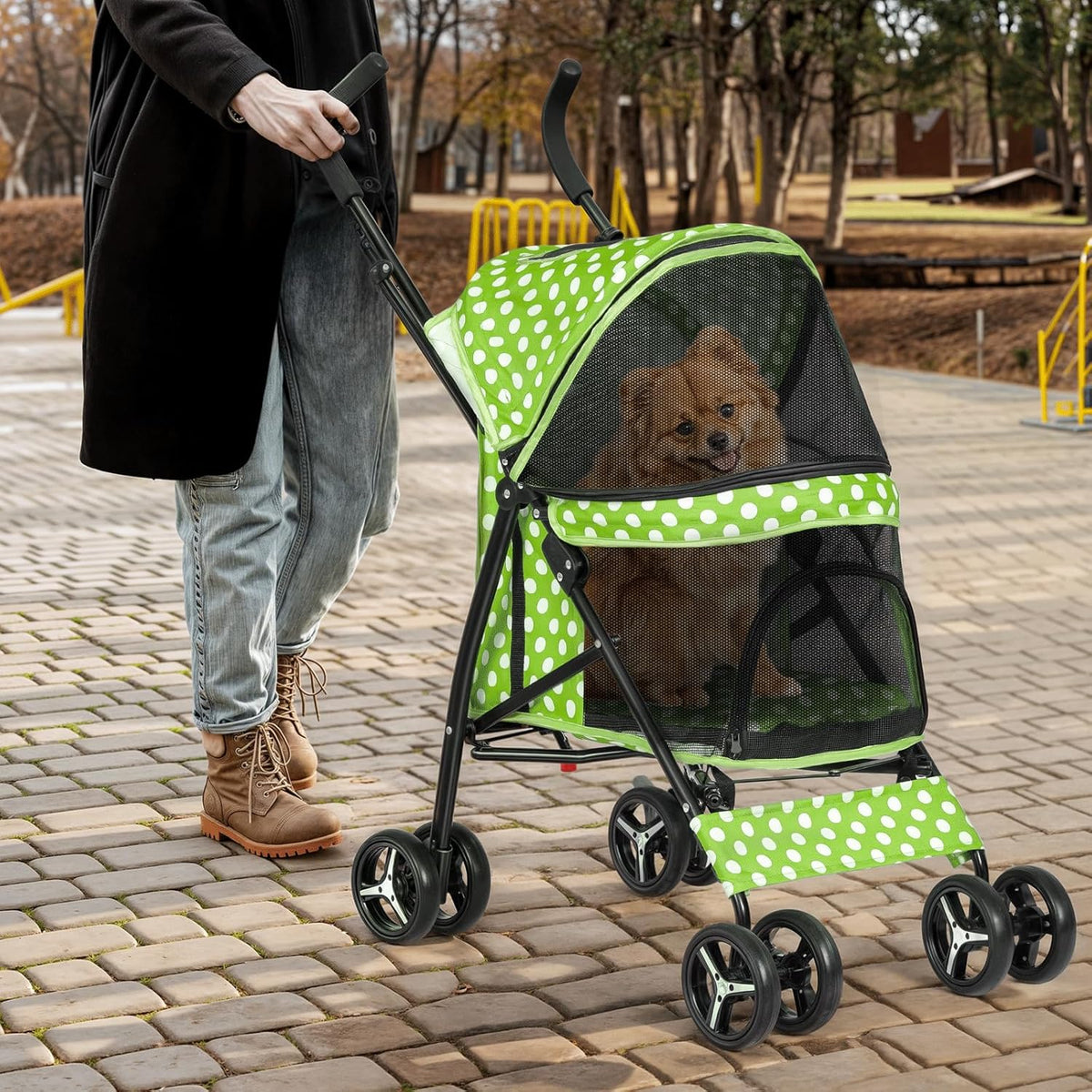 Magshion Compact Pet Stroller for Small-Medium Dogs/Cats up to 22lbs, 4-Wheel Lightweight Umbrella