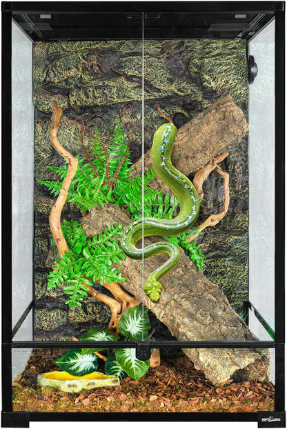 REPTIZOO 90 Gallon Reptile Terrarium 24" x 24" x 36" Large Glass Reptile Tank, Tall Terrarium with