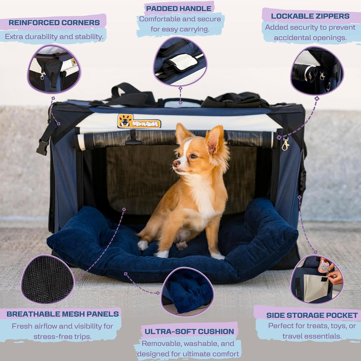 Extra Large Dog Cat Puppy Carrier 24"x16"x16" Foldable Soft Sided Travel Crate Portable Pet Kennel