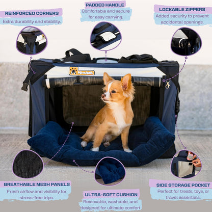Extra Large Dog Cat Puppy Carrier 24"x16"x16" Foldable Soft Sided Travel Crate Portable Pet Kennel