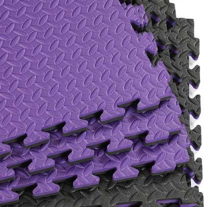 Xspec 1" Extra Thick 48 sq ft Reversible EVA Gym Foam Floor Mat Tiles (24" x 24"), Steel Pattern