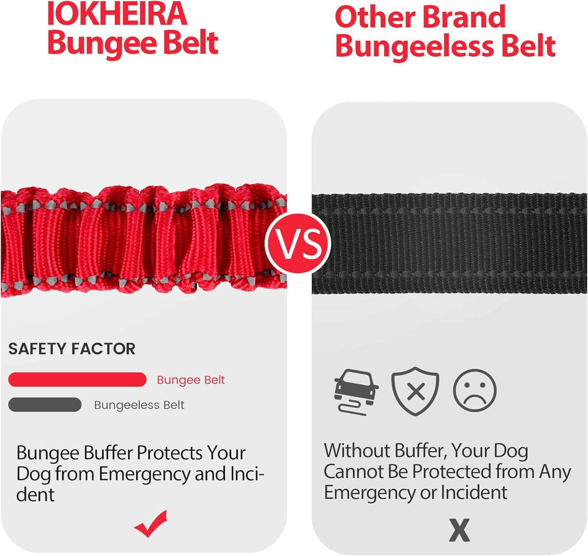 IOKHEIRA Dog Seatbelt, Updated Dog Seat Belt, Reflective Bungee Dog Car Harness, Multifunctional