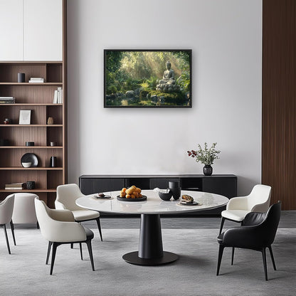 Large Buddha Forest Wall Art for Living Room, Framed Oversized Tree Lake Wall Decor, Nature