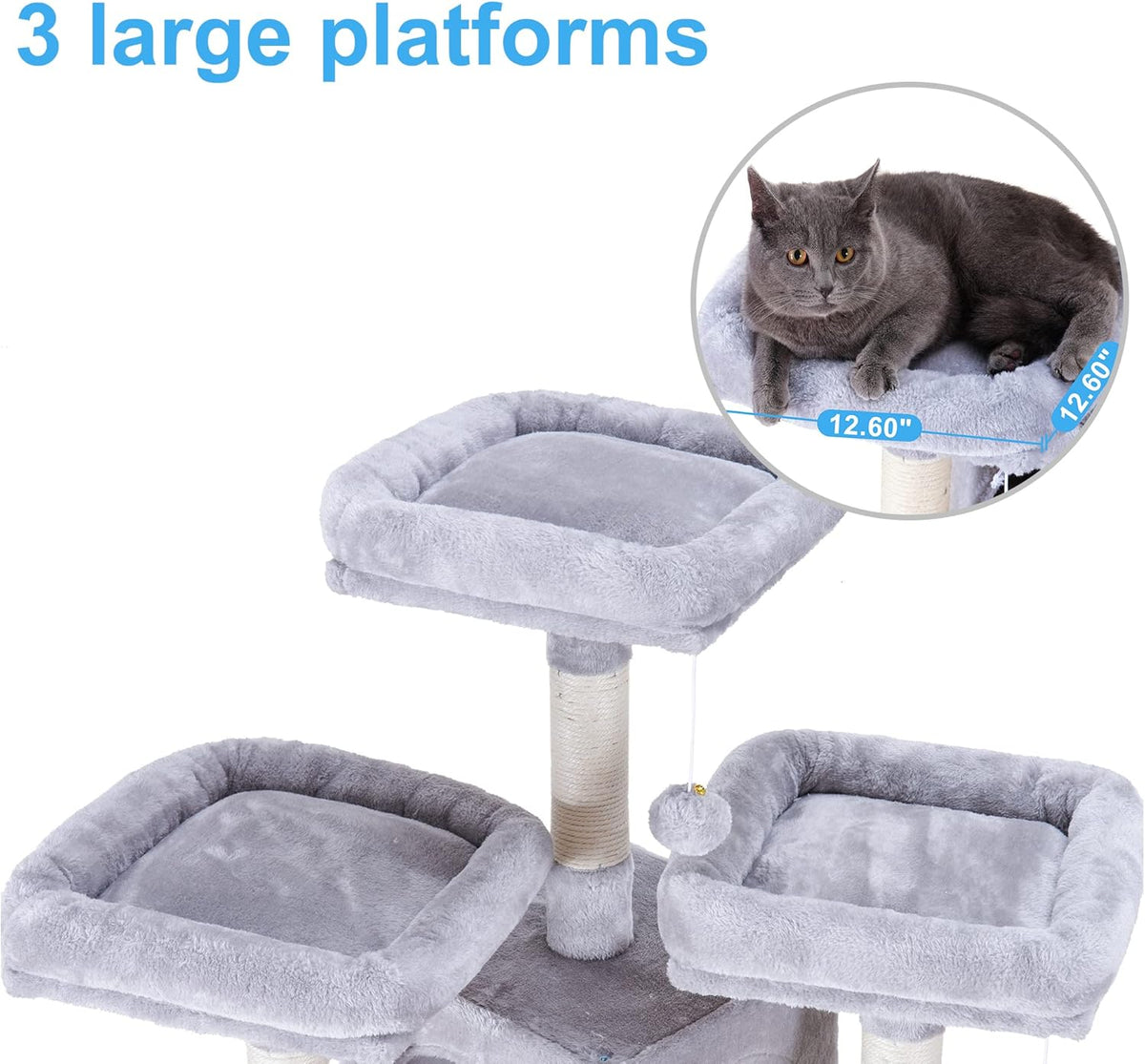 Hey-brother Cat Tree, 71 inches XL Large Cat Tower for Indoor Cats, Multi-Level Cat House with 3