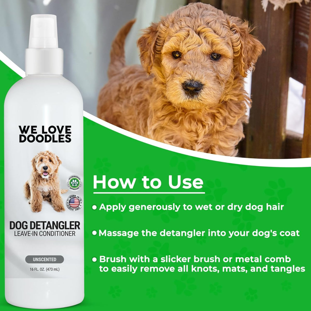 We Love Doodles Dog Detangler Spray - Leave-in Conditioner for Dogs - Dog Detangling Spray