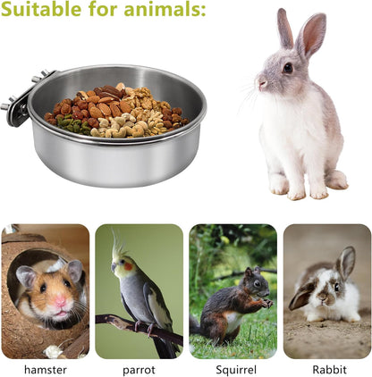 Small+Medium Bird Feeding Dish Cups,Parrot Food Bowl Cage with Clamp Holder Stainless