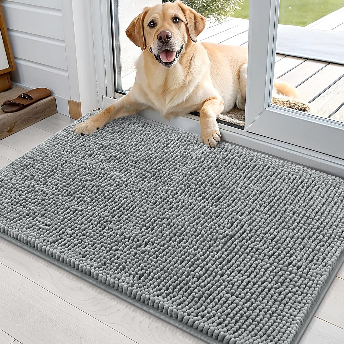 OLANLY Dog Door Mat for Muddy Paws 36x24, Absorbs Moisture and Dirt, Absorbent Non-Slip Washable